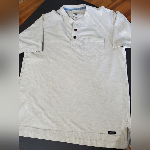 Smith's Workwear Henley Shirt Mens 2XL Cream Short Sleeve Pocket Workwear Tee - Picture 6 of 8